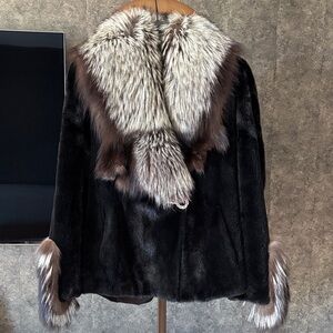 Luxurious Black and Brown Fur Jacket